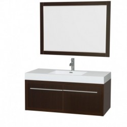 48 inch Single Bathroom Vanity in Espresso, Acrylic Resin Countertop, Integrated Sink, and 46 inch Mirror