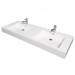 60 inch Double Bathroom Vanity in Dove Gray, Acrylic Resin Countertop, Integrated Sinks, and 58 inch Mirror