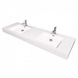 72 inch Double Bathroom Vanity in Dove Gray, Acrylic Resin Countertop, Integrated Sinks, and 70 inch Mirror