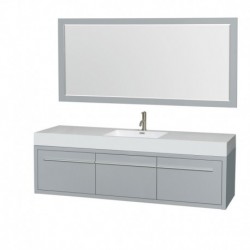72 inch Single Bathroom Vanity in Dove Gray, Acrylic Resin Countertop, Integrated Sink, and 70 inch Mirror