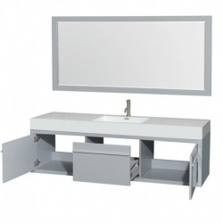 72 inch Single Bathroom Vanity in Dove Gray, Acrylic Resin Countertop, Integrated Sink, and 70 inch Mirror
