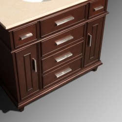 36 inch Single Bathroom Vanity in Dark Chestnut with Ivory Marble Top with White Undermount Oval Sink and 24 inch Mirror