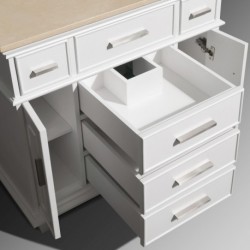 36 inch Single Bathroom Vanity in White with White Carrera Marble Top with White Undermount Oval Sink and 24 inch Mirror