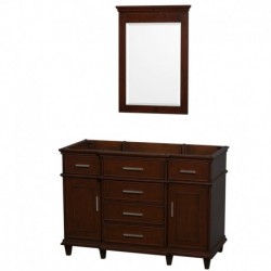 48 inch Single Bathroom Vanity in Dark Chestnut with Ivory Marble Top with White Undermount Oval Sink and 24 inch Mirror