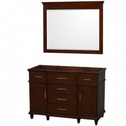 48 inch Single Bathroom Vanity in Dark Chestnut with Ivory Marble Top with White Undermount Oval Sink and 44 inch Mirror