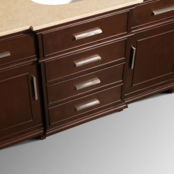 60 inch Single Bathroom Vanity in Dark Chestnut with Ivory Marble Top with White Undermount Oval Sink and 56 inch Mirror