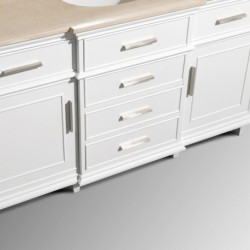 60 inch Single Bathroom Vanity in White with White Carrera Marble Top with White Undermount Oval Sink and 56 inch Mirror