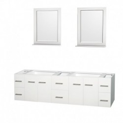 80 inch Double Bathroom Vanity in Matte White, No Countertop, No Sinks, and 24 inch Mirrors