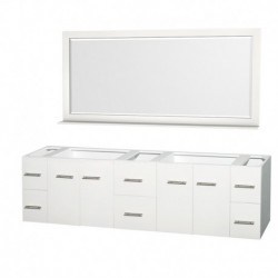 80 inch Double Bathroom Vanity in Matte White, No Countertop, No Sinks, and 70 inch Mirror