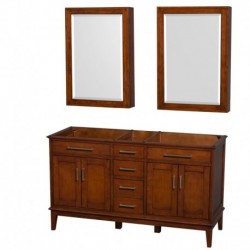 60 inch Double Bathroom Vanity in Light Chestnut, No Countertop, No Sinks, 24 inch Medicine Cabinets