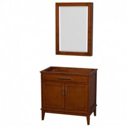 36 inch Single Bathroom Vanity in Light Chestnut, No Countertop, No Sink, and Medicine Cabinet