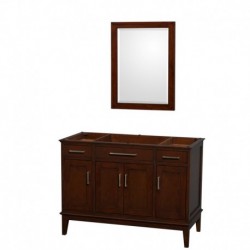 48 inch Single Bathroom Vanity in Dark Chestnut, No Countertop, No Sink, and 24 inch Mirror