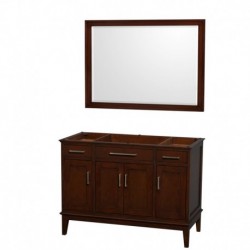 48 inch Single Bathroom Vanity in Dark Chestnut, No Countertop, No Sink, and 44 inch Mirror