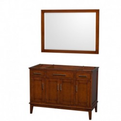 48 inch Single Bathroom Vanity in Light Chestnut, No Countertop, No Sink, and 44 inch Mirror