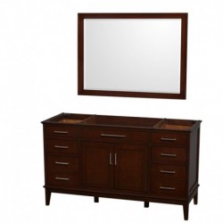 60 inch Single Bathroom Vanity in Dark Chestnut, No Countertop, No Sink, and 44 inch Mirror