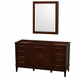 60 inch Single Bathroom Vanity in Dark Chestnut, No Countertop, No Sink, and Medicine Cabinet