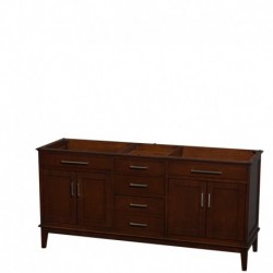 72 inch Double Bathroom Vanity in Dark Chestnut, No Countertop, No Sinks, and No Mirror