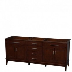 80 inch Double Bathroom Vanity in Dark Chestnut, No Countertop, No Sinks, and No Mirror