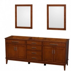 80 inch Double Bathroom Vanity in Light Chestnut, No Countertop, No Sinks, and 24 inch Mirrors