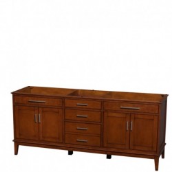 80 inch Double Bathroom Vanity in Light Chestnut, No Countertop, No Sinks, and No Mirror