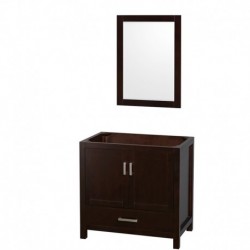 36 inch Single Bathroom Vanity in Espresso, No Countertop, No Sink, and 24 inch Mirror