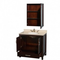 36 inch Single Bathroom Vanity in Espresso, No Countertop, No Sink, and Medicine Cabinet