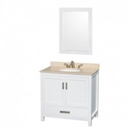 36 inch Single Bathroom Vanity in White, No Countertop, No Sink, and Medicine Cabinet