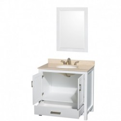 36 inch Single Bathroom Vanity in White, No Countertop, No Sink, and No Mirror