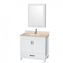 36 inch Single Bathroom Vanity in White, No Countertop, No Sink, and No Mirror