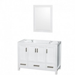 48 inch Single Bathroom Vanity in White, No Countertop, No Sink, and 24 inch Mirror