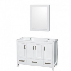 48 inch Single Bathroom Vanity in White, No Countertop, No Sink, and Medicine Cabinet