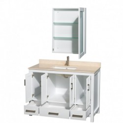 48 inch Single Bathroom Vanity in White, No Countertop, No Sink, and Medicine Cabinet
