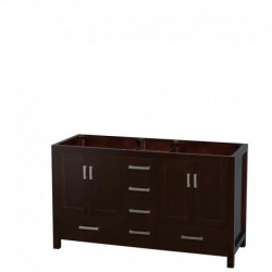 60 inch Double Bathroom Vanity in Espresso, No Countertop, No Sinks, and No Mirror