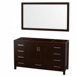 60 inch Single Bathroom Vanity in Espresso, No Countertop, No Sink, and 58 inch Mirror