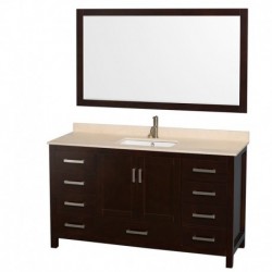 60 inch Single Bathroom Vanity in Espresso, No Countertop, No Sink, and Medicine Cabinet