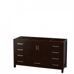 60 inch Single Bathroom Vanity in Espresso, No Countertop, No Sink, and No Mirror