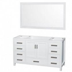 60 inch Single Bathroom Vanity in White, No Countertop, No Sink, and 58 inch Mirror