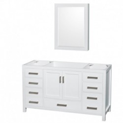 60 inch Single Bathroom Vanity in White, No Countertop, No Sink, and Medicine Cabinet
