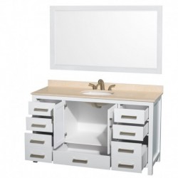 60 inch Single Bathroom Vanity in White, No Countertop, No Sink, and No Mirror