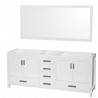 80 inch Double Bathroom Vanity in White, No Countertop, No Sinks, and 70 inch Mirror