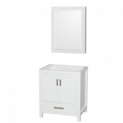 30 inch Single Bathroom Vanity in White, No Countertop, No Sink, and Medicine Cabinet