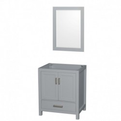 30 inch Single Bathroom Vanity in Gray, No Countertop, No Sink, and 24 inch Mirror