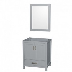 30 inch Single Bathroom Vanity in Gray, No Countertop, No Sink, and Medicine Cabinet