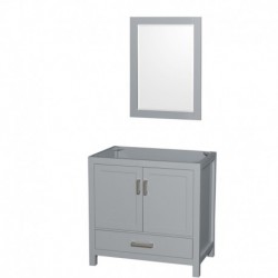 36 inch Single Bathroom Vanity in Gray, No Countertop, No Sink, and 24 inch Mirror