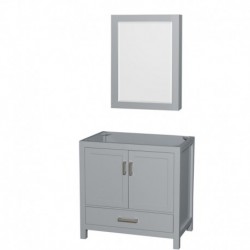 36 inch Single Bathroom Vanity in Gray, No Countertop, No Sink, and Medicine Cabinet