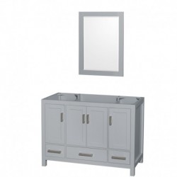 48 inch Single Bathroom Vanity in Gray, No Countertop, No Sink, and 24 inch Mirror