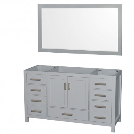 60 inch Single Bathroom Vanity in Gray, No Countertop, No Sink, and 58 inch Mirror