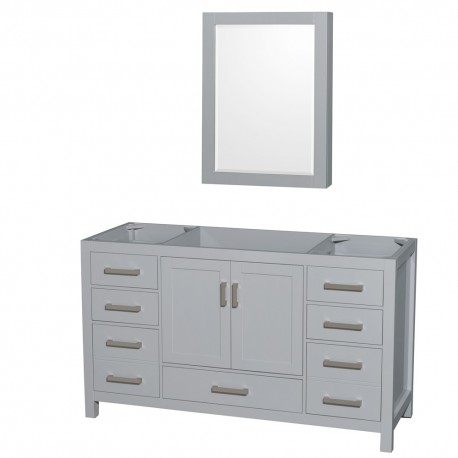 60 inch Single Bathroom Vanity in Gray, No Countertop, No Sink, and Medicine Cabinet