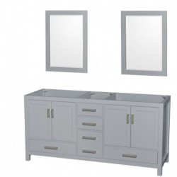 72 inch Double Bathroom Vanity in Gray, No Countertop, No Sink, and 24 inch Mirrors