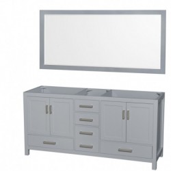 72 inch Double Bathroom Vanity in Gray, No Countertop, No Sink, and 70 inch Mirror